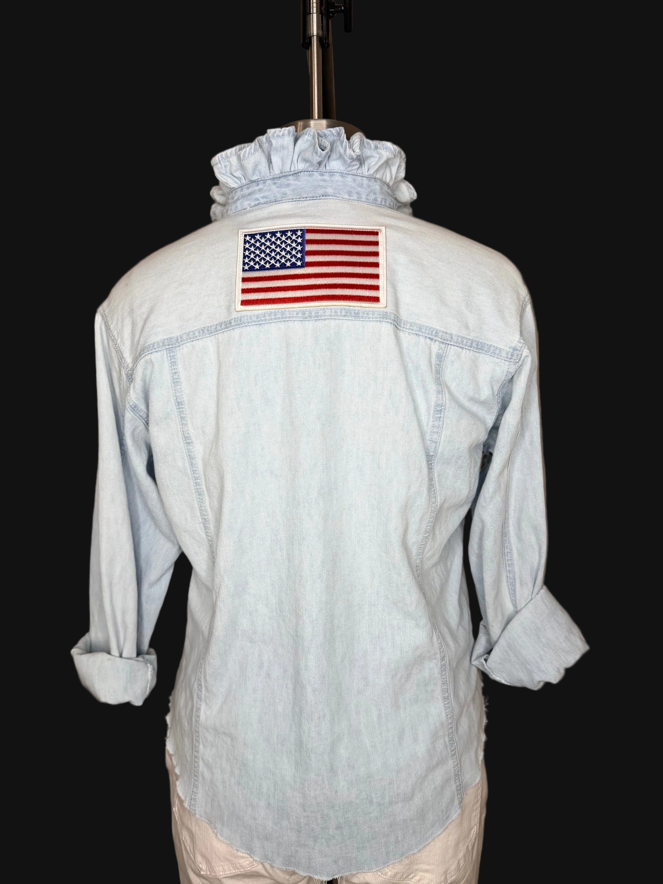 Betty S/M Denim w/ American flag patch