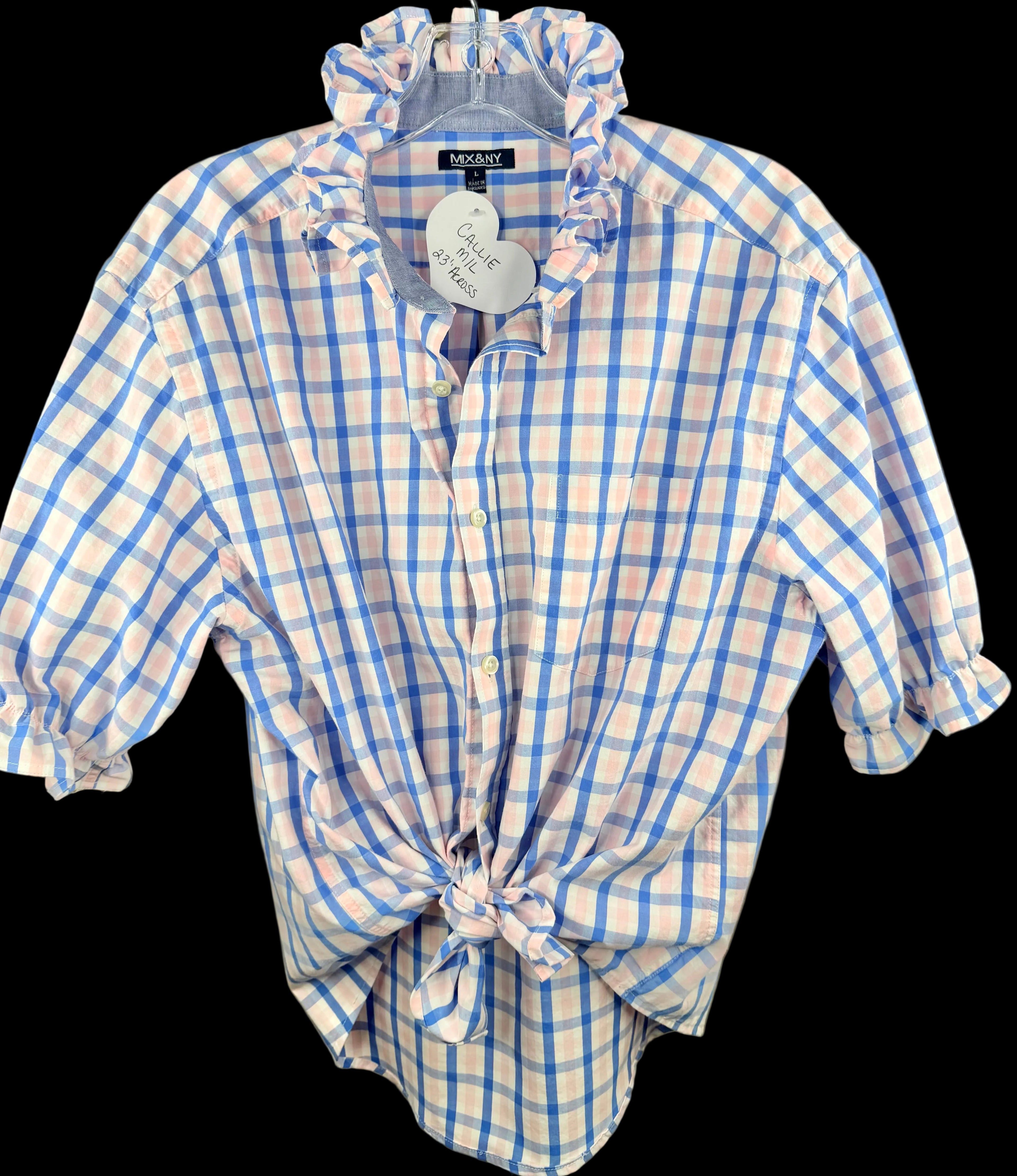 Callie- M/L short sleeve with peekaboo button