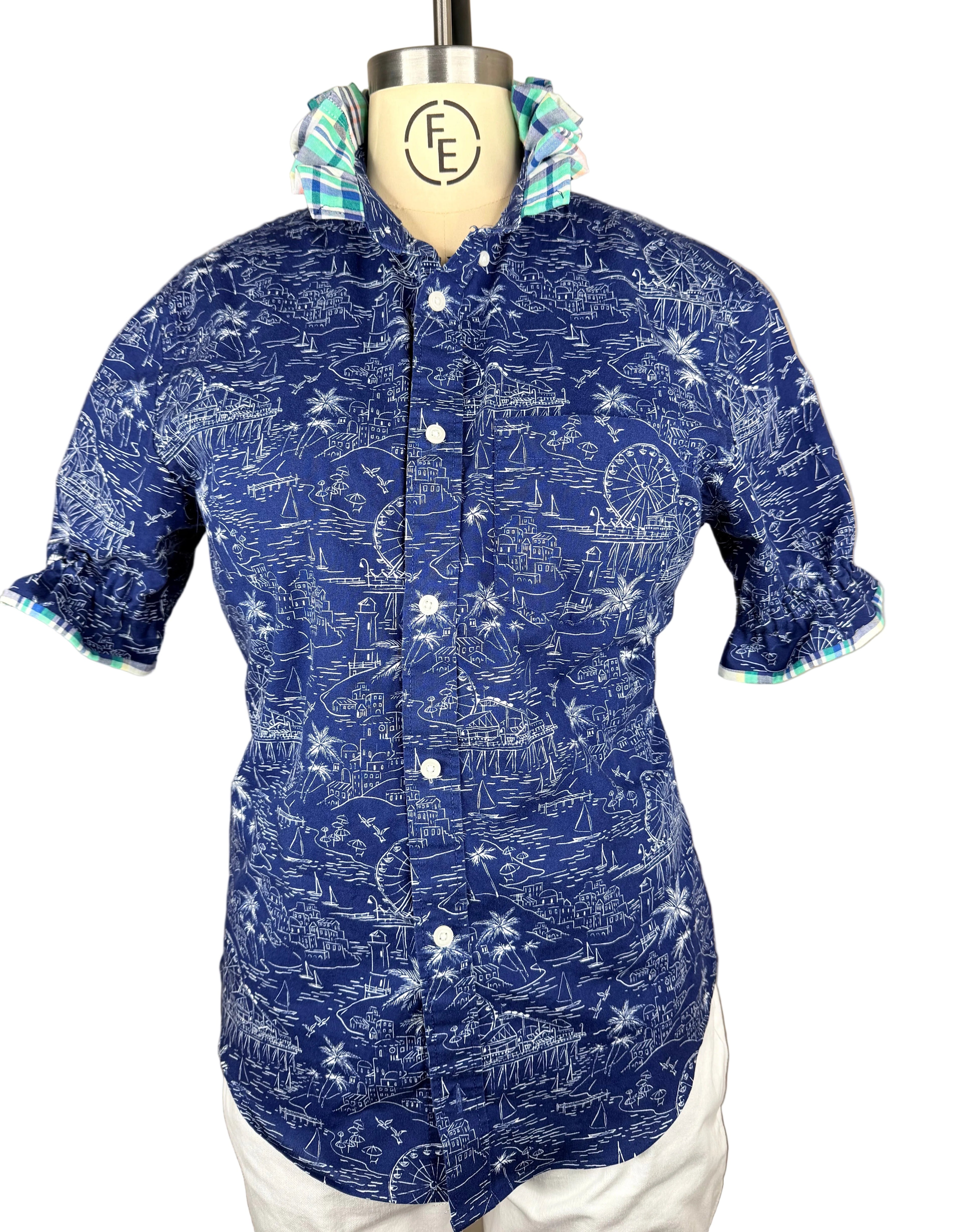 Carolina short sleeve with contrast collar and cuff size S/M